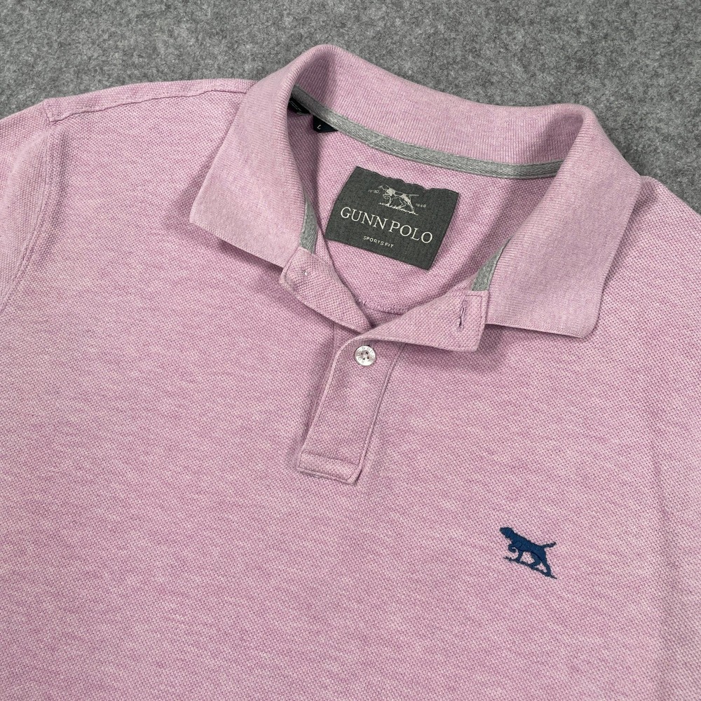 Gunn Polo Mens Shirt L Pink Short Sleeve Sports Fit Rodd Cotton Casual Golf